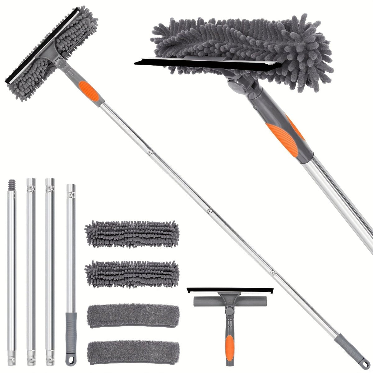 ClearVista Adjustable 2-in-1 Glass Cleaning Tool With Telescoping Rod