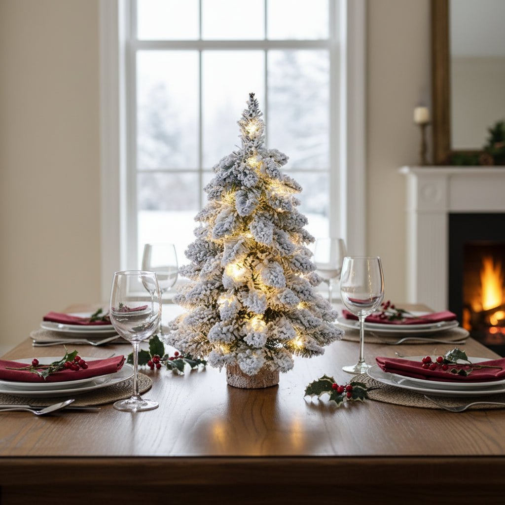 FrostNook Mini LED Christmas Tree 45cm Frosty Snow Effect For Small Spaces