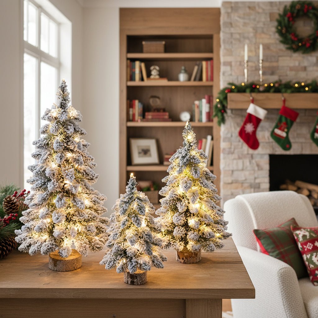 FrostNook Mini LED Christmas Tree 45cm Frosty Snow Effect For Small Spaces