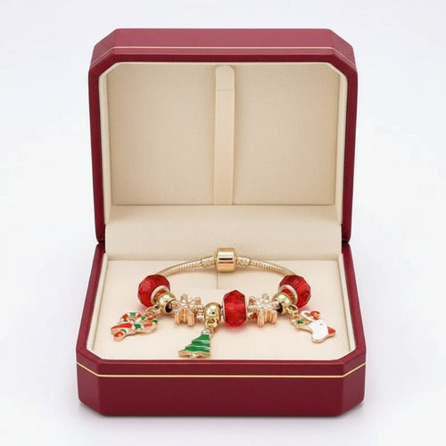 Aria Festliches Candy Cane Charm-Armband mit verstellbarer Silberkette für Sie