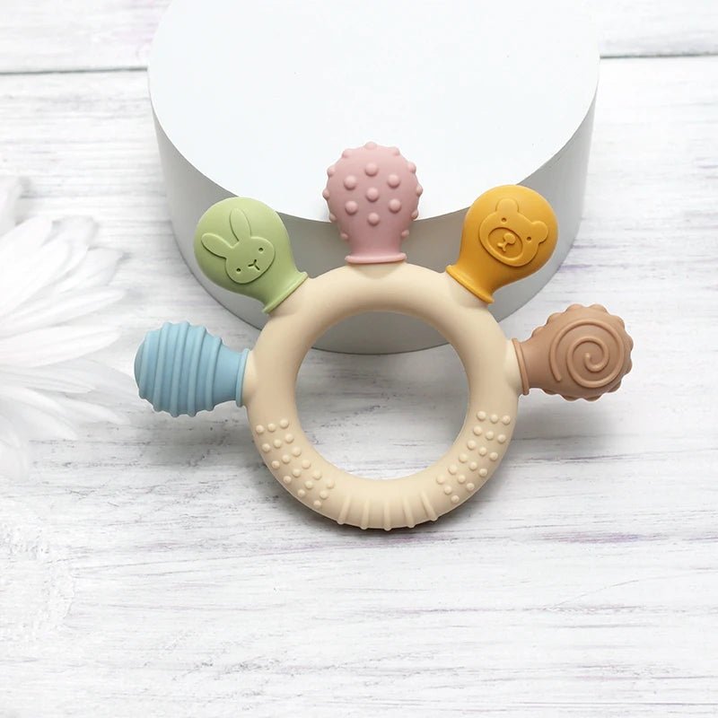 CuddleChew puha szilikon rágóka babáknak, gyengéd ínykönnyítés útközben