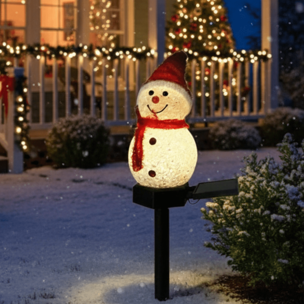 BrightNest Schneemann Solarleuchten Außen Winterdekoration Leuchtende Sonnenlichtaufladung