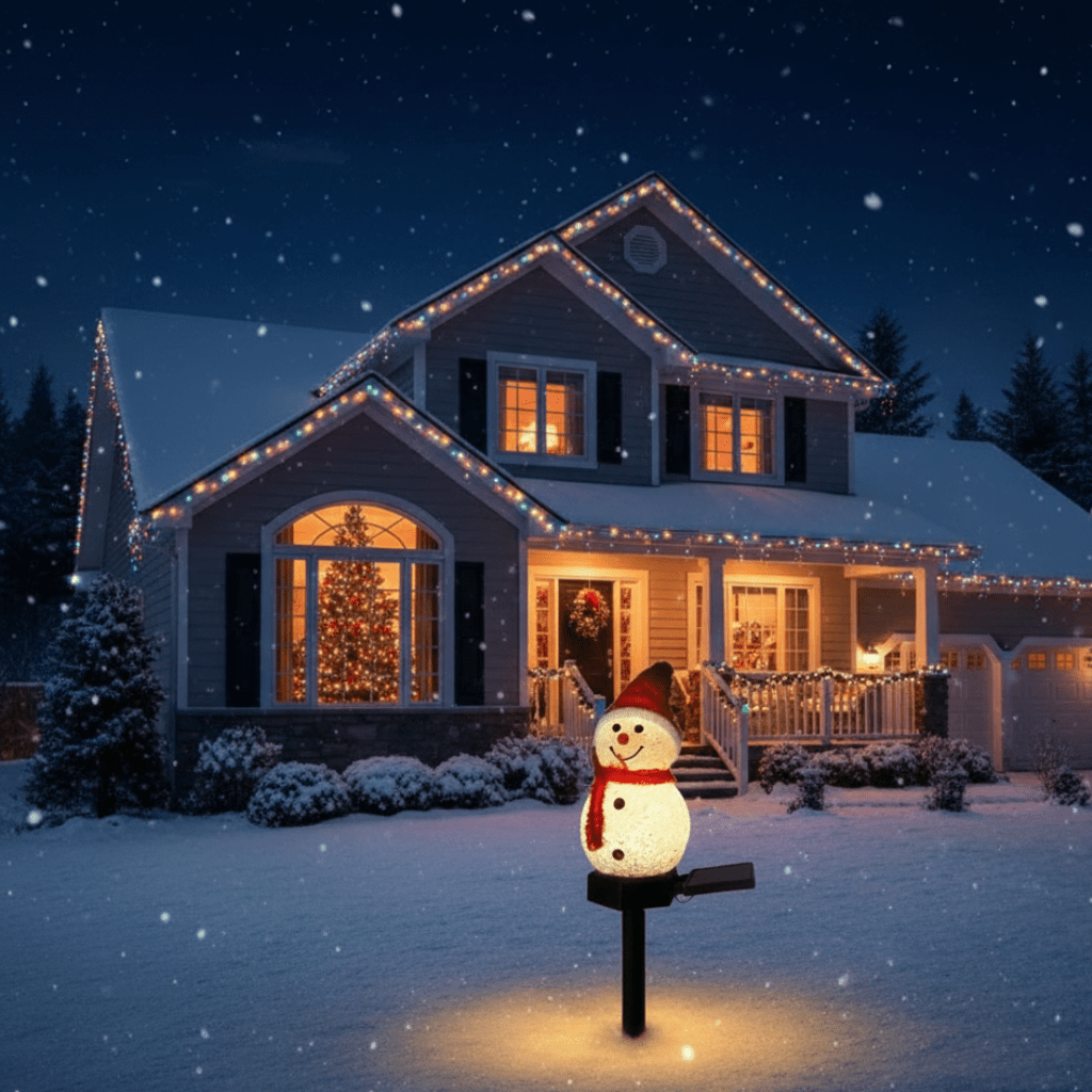 BrightNest Schneemann Solarleuchten Außen Winterdekoration Leuchtende Sonnenlichtaufladung