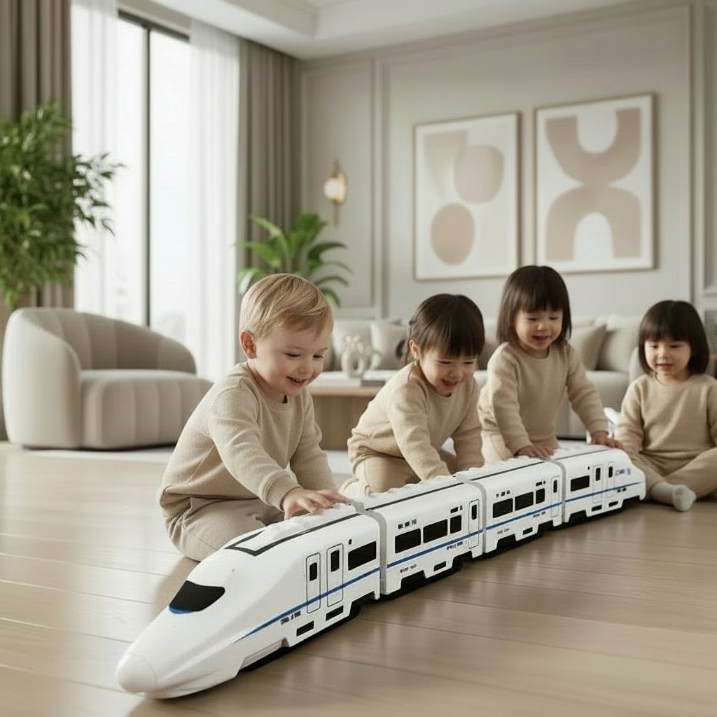Dětský vláček TwirlTrack s otočným pohybem o 360 stupňů, světly, zvukem a vyhýbáním se překážkám