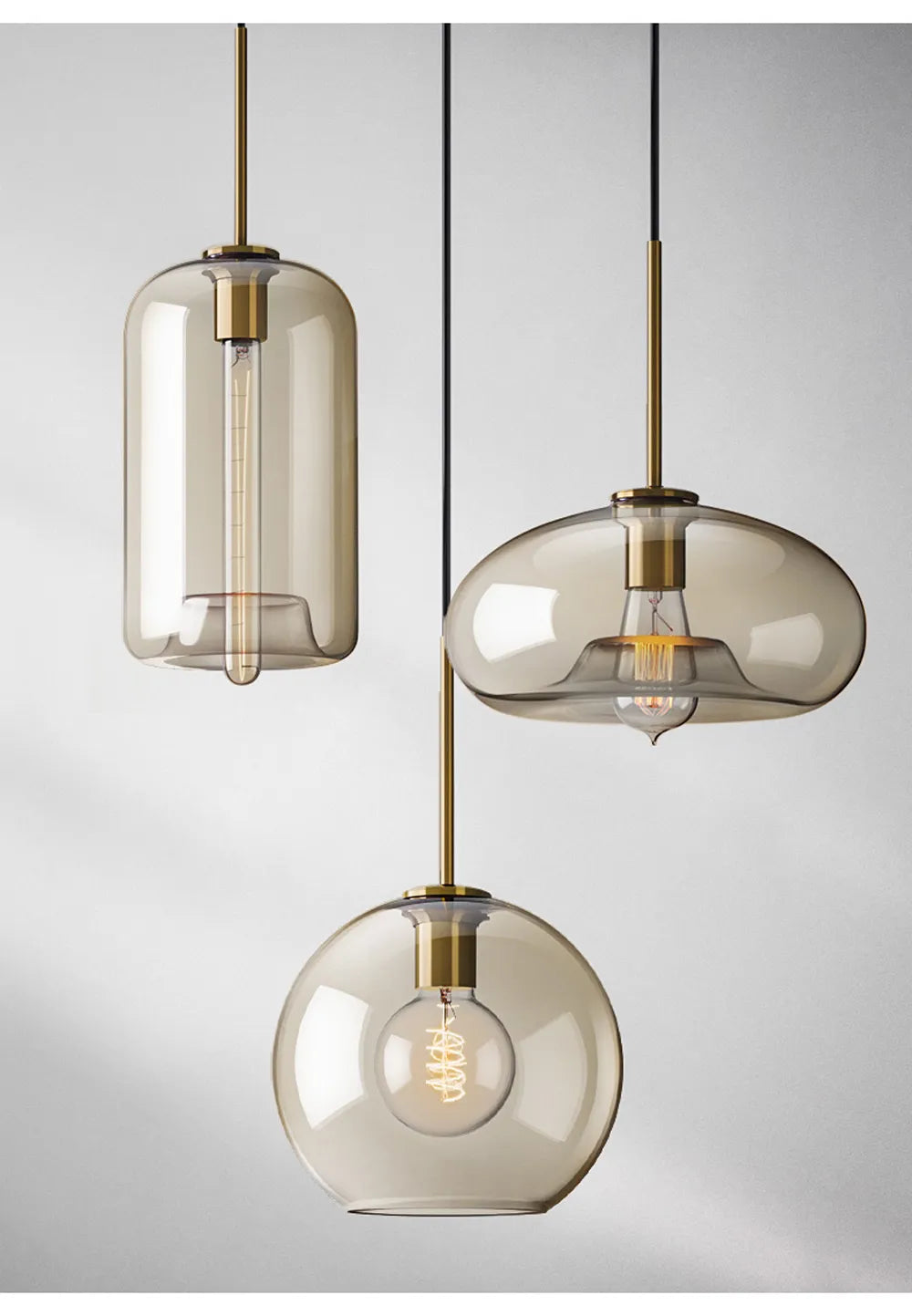 Skleněné závěsné svítidlo v severském průmyslovém stylu, moderní luxusní LED