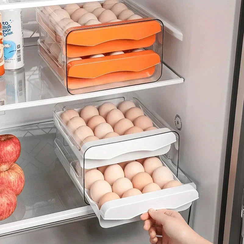NestCube Çekmeceli İki Katlı Yumurta Saklama Kutusu 32 Kapasiteli Şeffaf