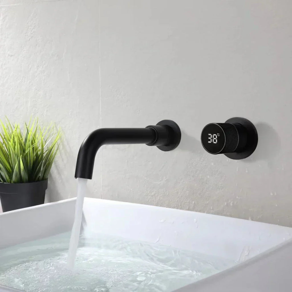 Ferond Black Brass Digital Display Bathroom Faucet – Dual-Control Cold & Hot Basin Faucet