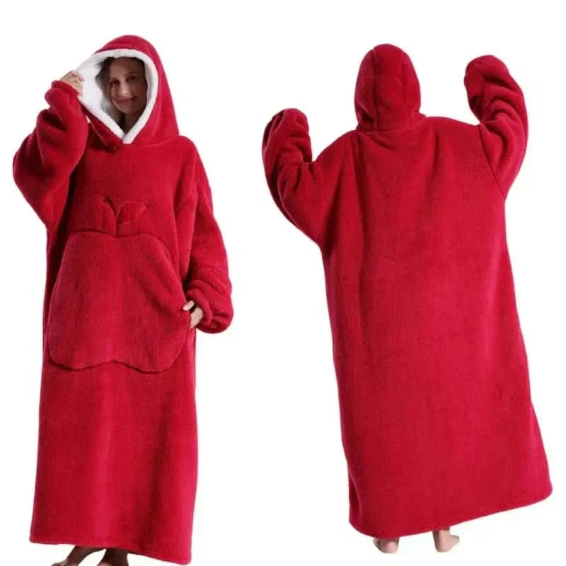 Bluza z polaru oversize z przytulnym kapturem dla maksymalnego komfortu w domu