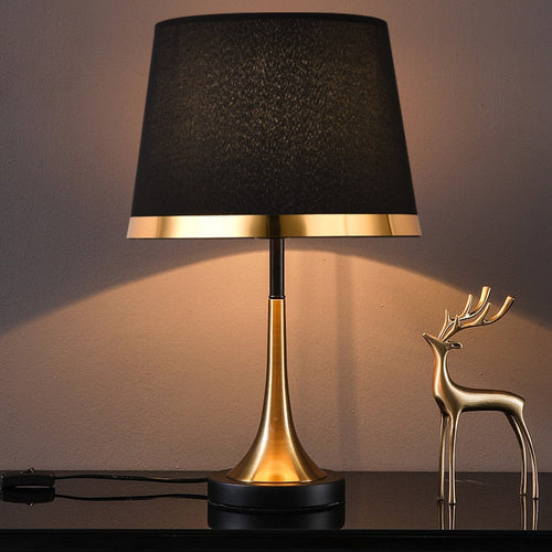 Lampe de Table Rétro Élégante Aurevra Or et Noir pour Bureau