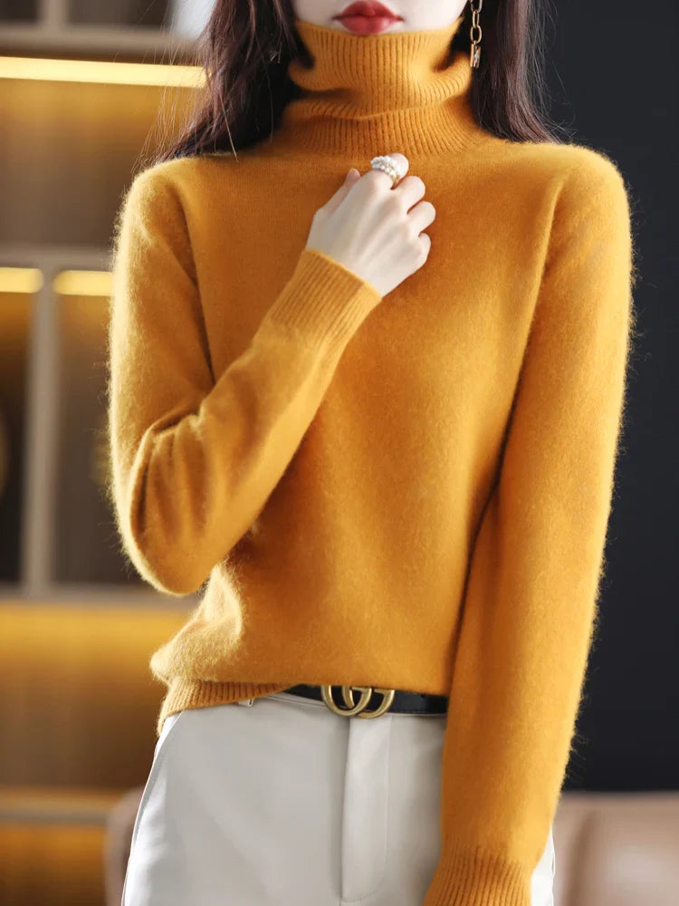 Women's 100 Percent Cashmere Turtleneck Sweater Warm Slim Fit Knit In 23 Colors