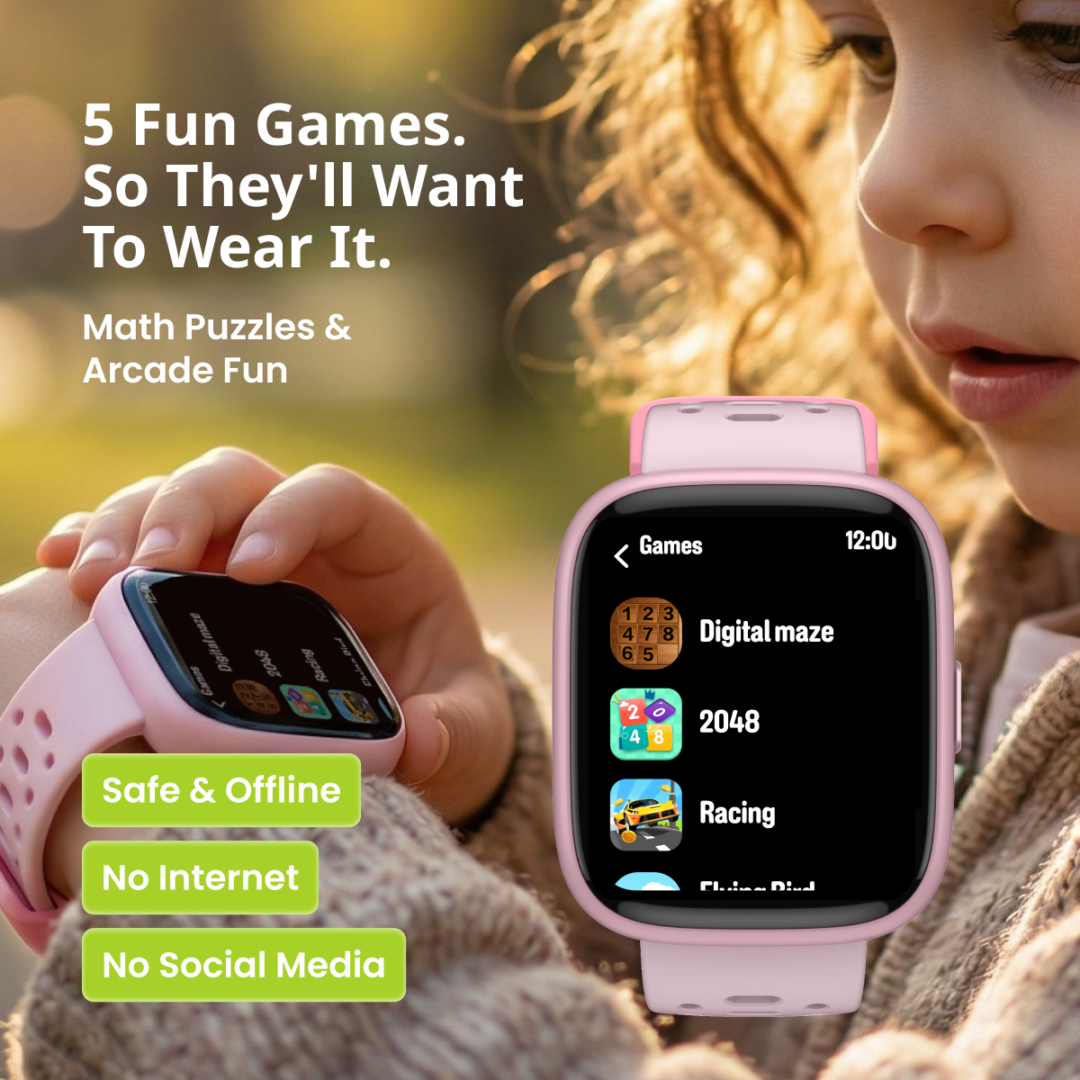 SafeWatch Kids GPS Smartwatch With Health Tracking And Games IP68 Waterproof