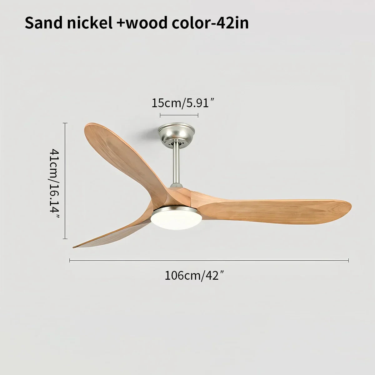 Nordischer Deckenventilator aus Massivholz mit Licht - Orntli