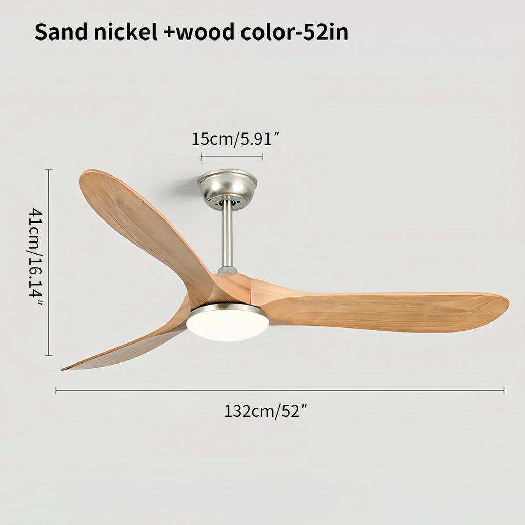 Nordischer Deckenventilator aus Massivholz mit Licht - Orntli
