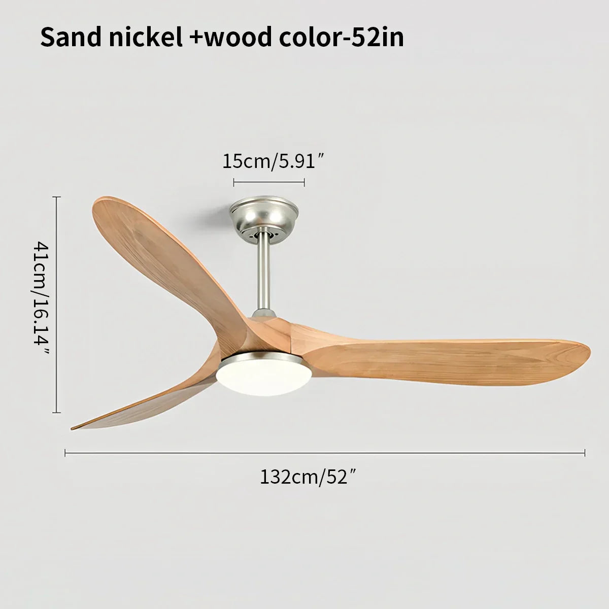 Nordischer Deckenventilator aus Massivholz mit Licht - Orntli