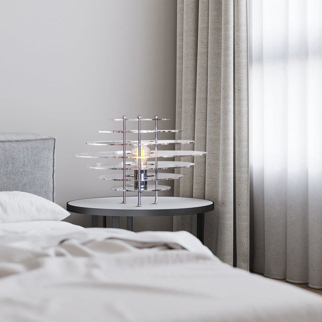 Lunaris | Chrome skrivebordslampe med moderne metal og akryl