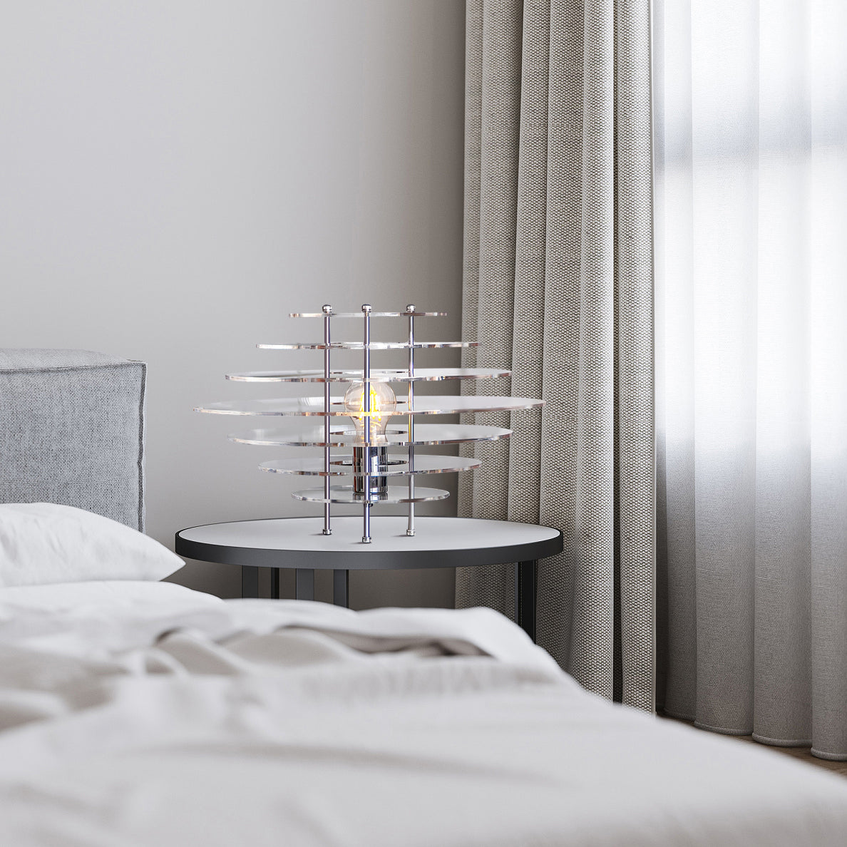 Lunaris | Chrome skrivebordslampe med moderne metal og akryl