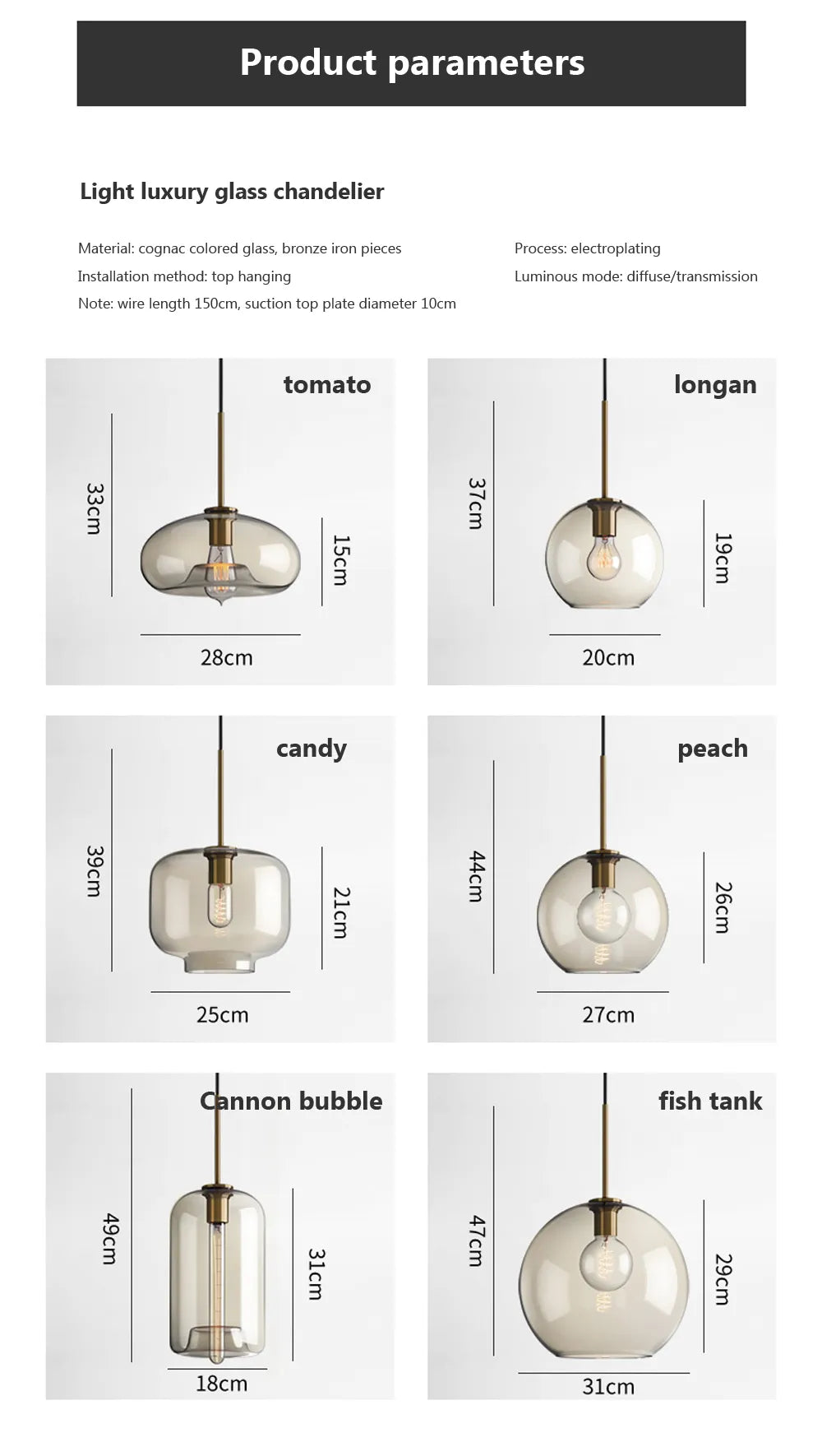 Skleněné závěsné svítidlo v severském průmyslovém stylu, moderní luxusní LED