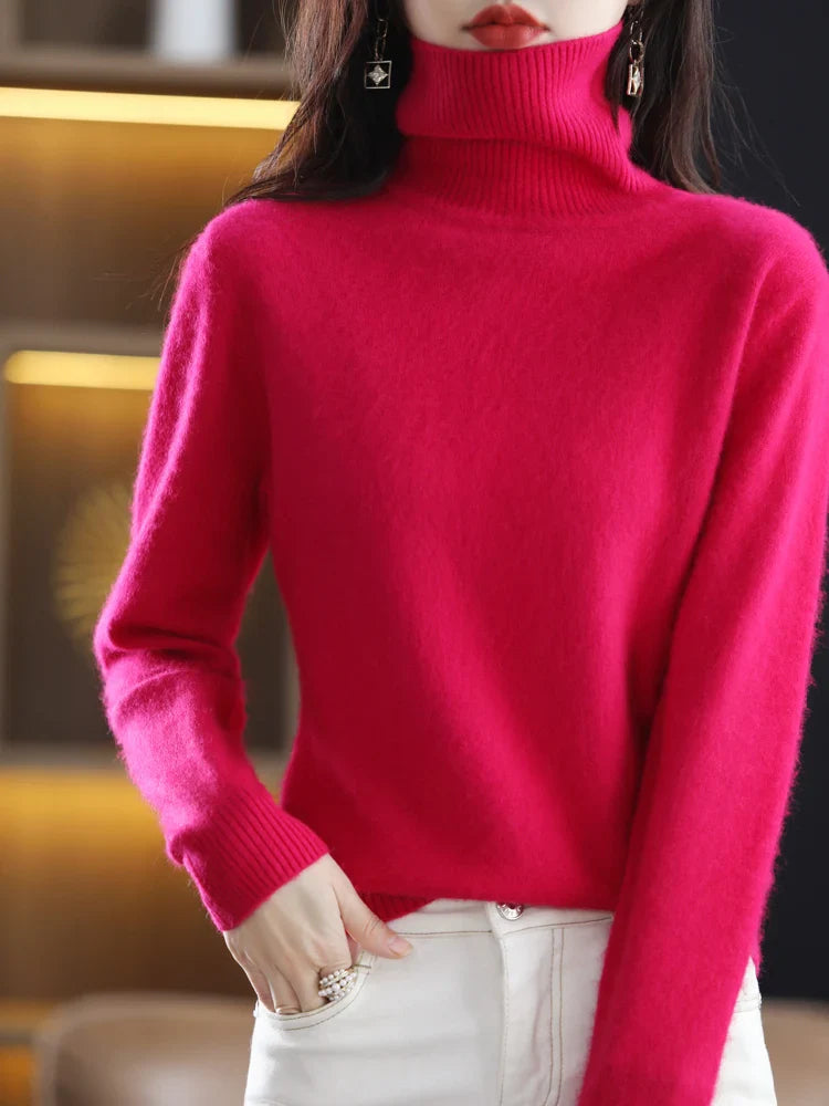 Women's 100 Percent Cashmere Turtleneck Sweater Warm Slim Fit Knit In 23 Colors