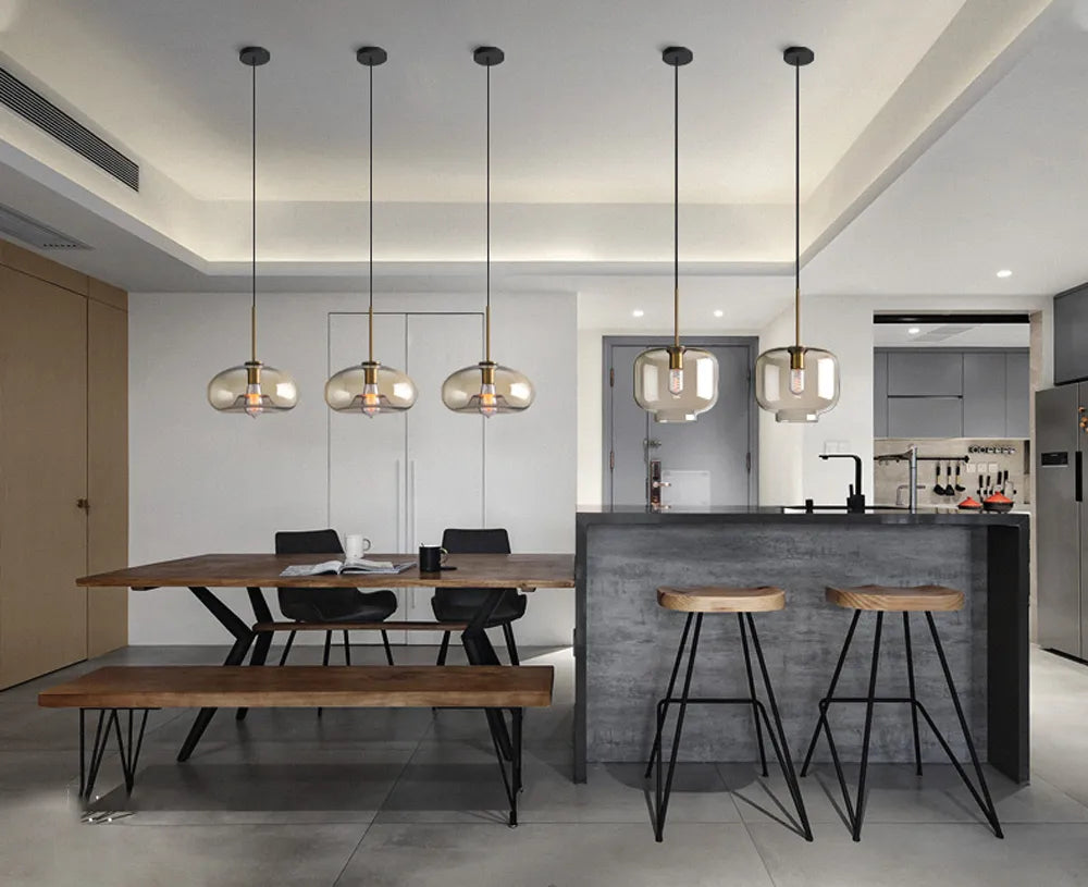 Skleněné závěsné svítidlo v severském průmyslovém stylu, moderní luxusní LED
