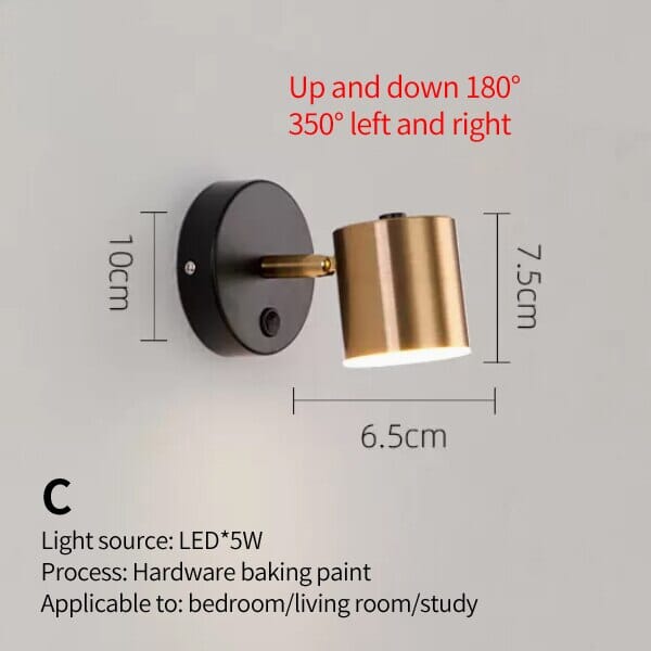 Lampada da Parete da Comodino LyraGlow per Lettura e Lavoro