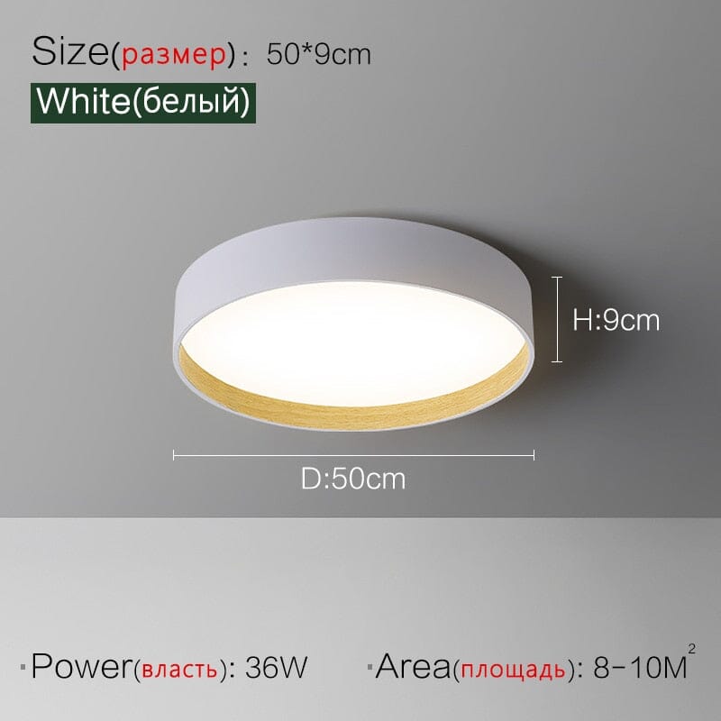 LumaNest Minimal Flush Mount Ceiling Light With Wood Grain Accent