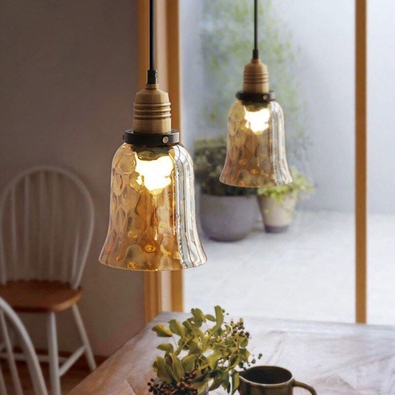 Luminara Vintage Borostyán Üveg Függeszték Meleg LED Fénnyel
