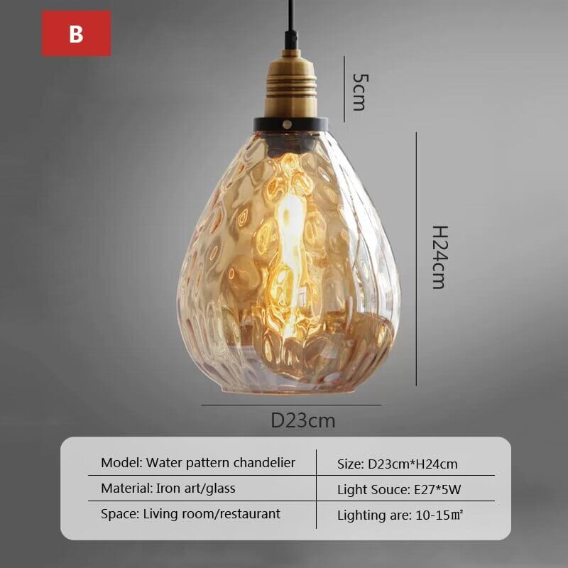 Luminara Vintage Borostyán Üveg Függeszték Meleg LED Fénnyel