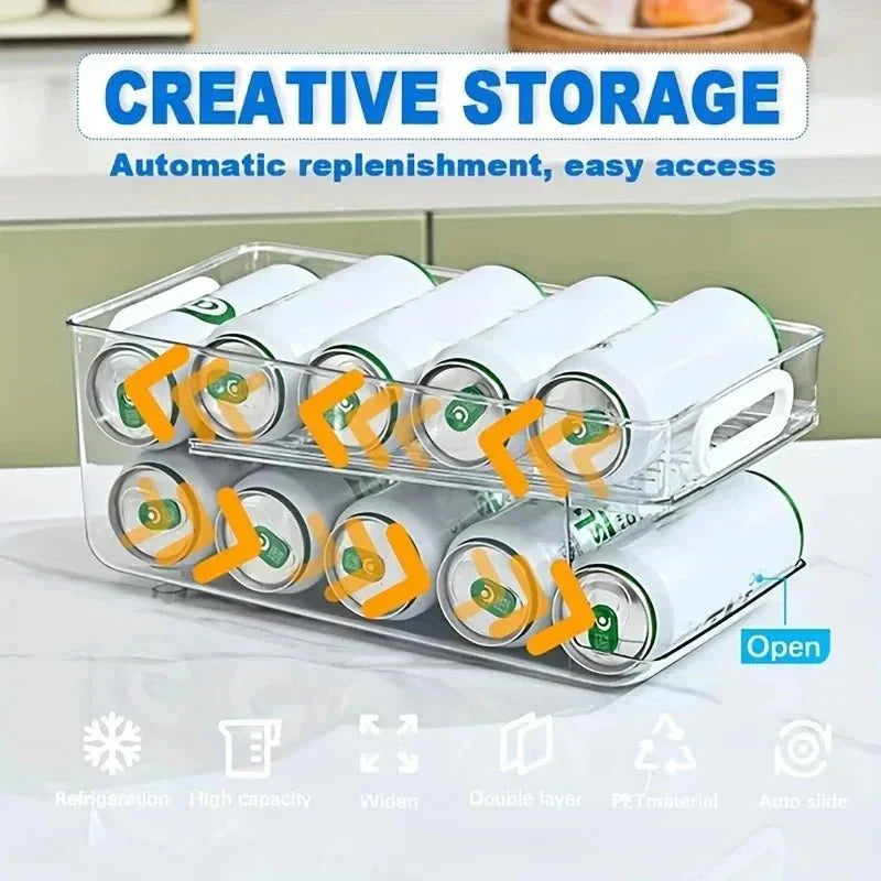Distributeur de boîtes AeroCan à deux niveaux pour petites cuisines et réfrigérateurs, gain de place