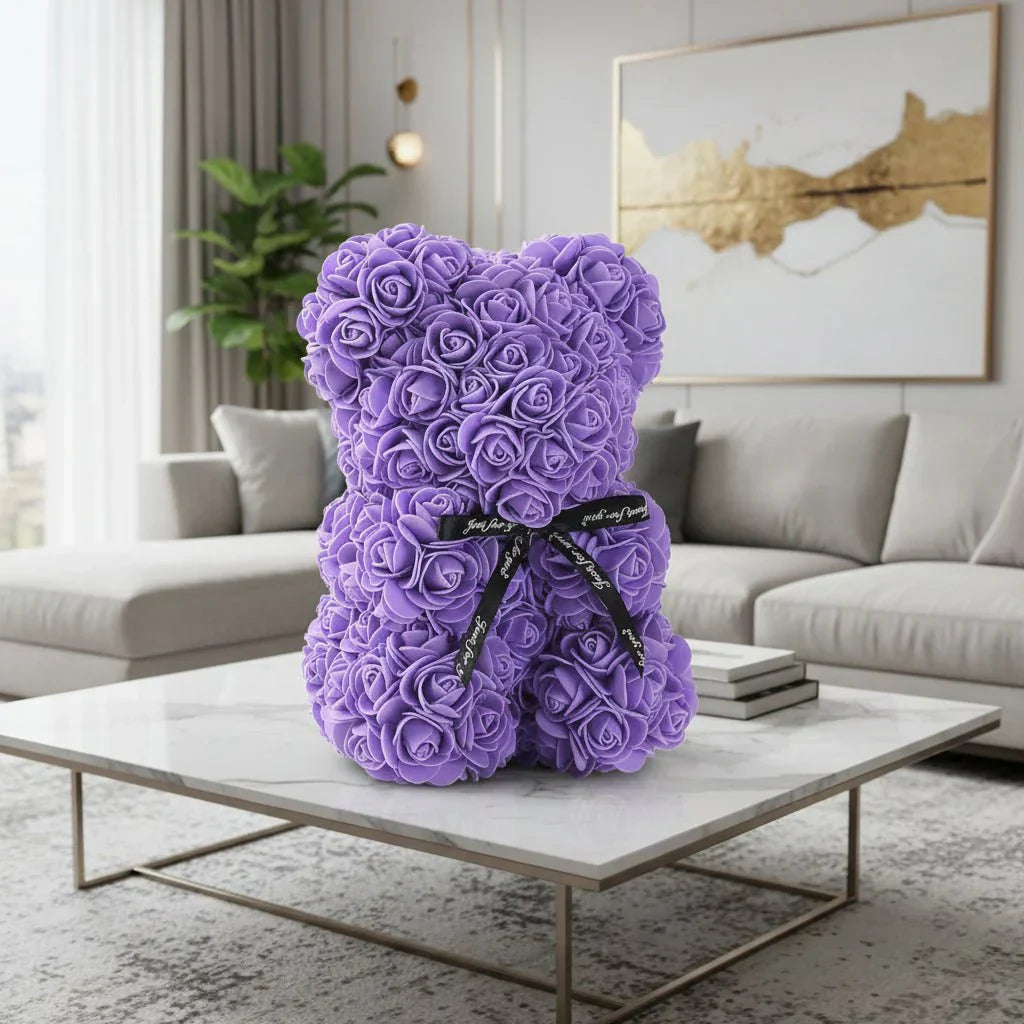 Everrose Bear Håndlaget Evig Rose Teddybjørn Romantisk Gave til Kjære