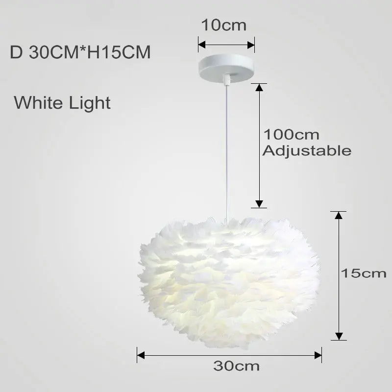Suspension Aurelle Plume avec Effet de Lueur LED Douce