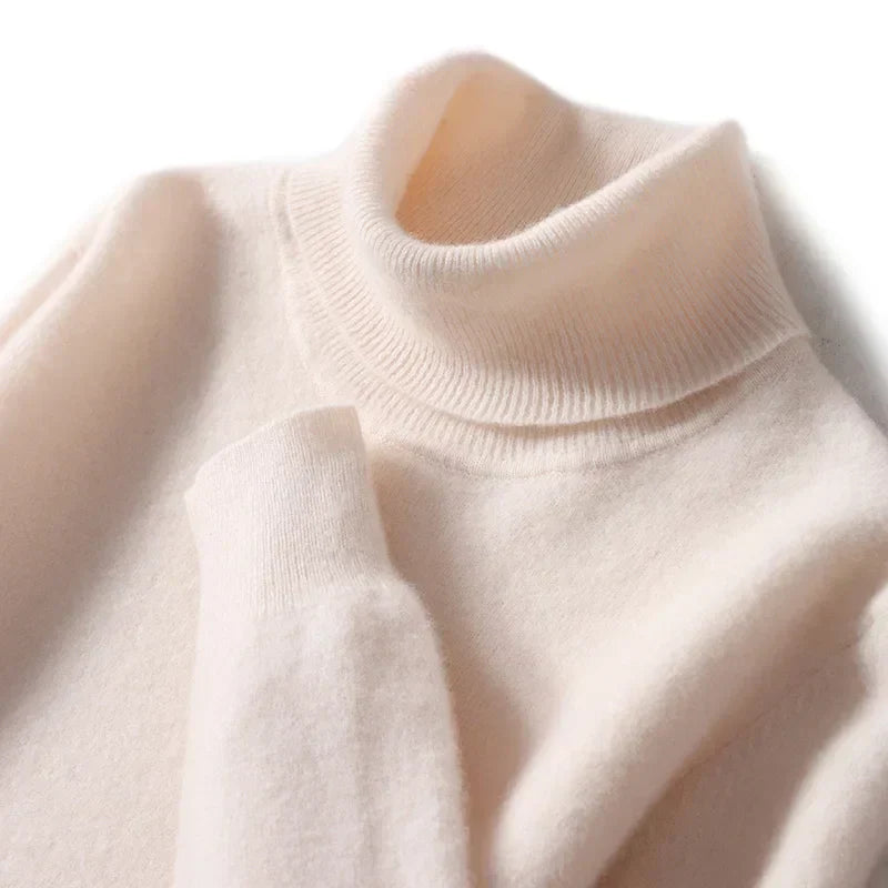 Herres rullekrave 100% ren uld sweater - efterår og vinter stor størrelse løs strikket jumper