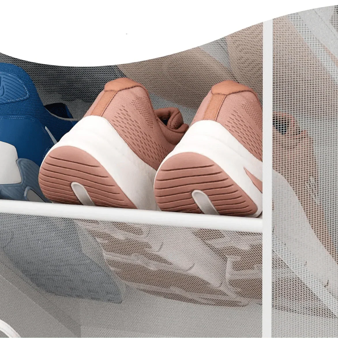 SHOEHUB Organizzatore per Scarpe da 30 Paia con Dieci Ripiani e Rete Traspirante