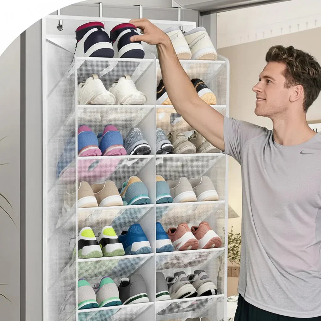 SHOEHUB Organizzatore per Scarpe da 30 Paia con Dieci Ripiani e Rete Traspirante