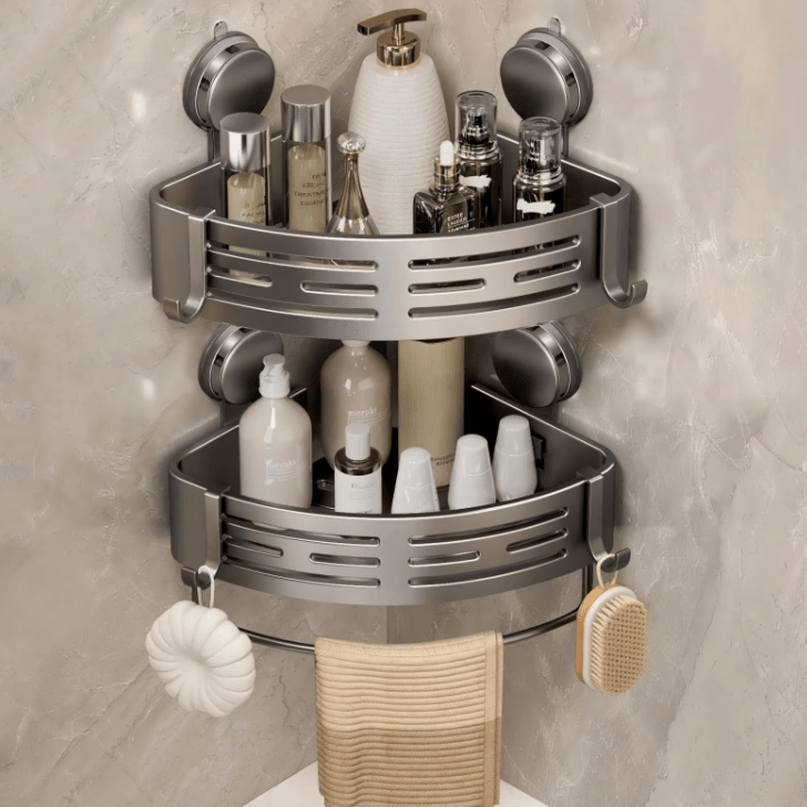 SHELVARA Corner Shelf In Gray For Neat Organization