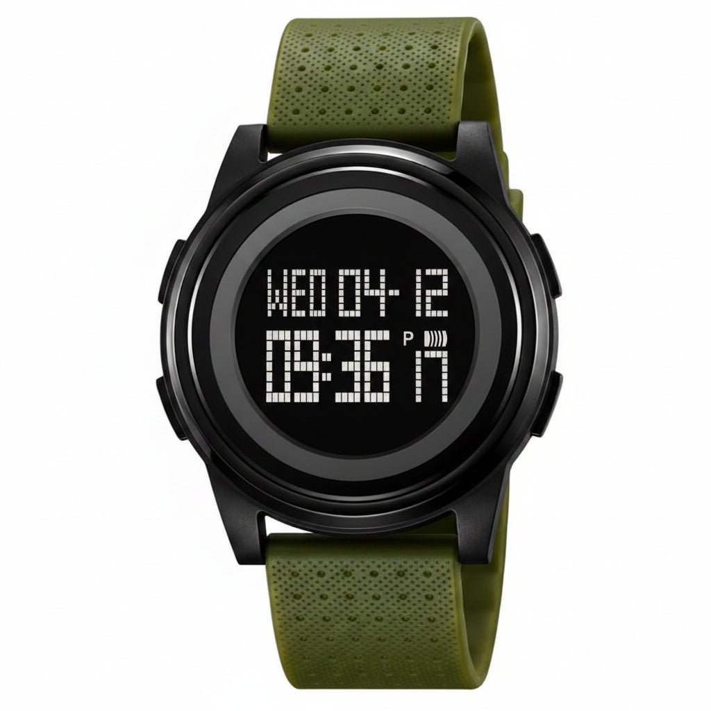 שעון דיגיטלי דק במיוחד SlimTime לגברים עם רצועת פלדת אל-חלד