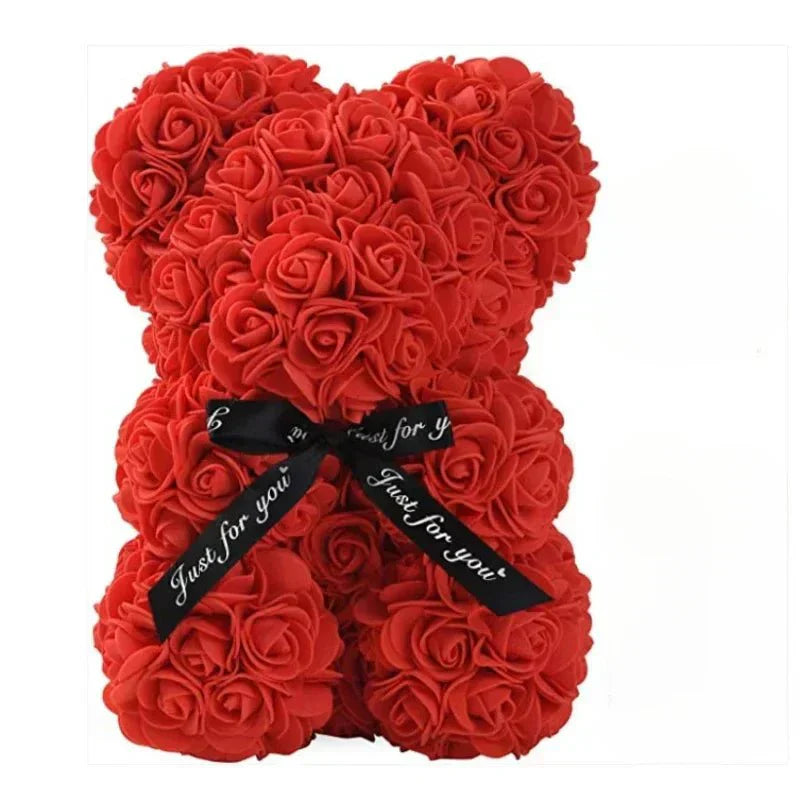 Everrose Bear Håndlaget Evig Rose Teddybjørn Romantisk Gave til Kjære