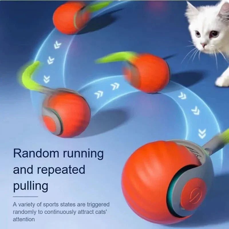 PawNova Interactive Rolling Toy USB Rechargeable With Faux Tail for Pets