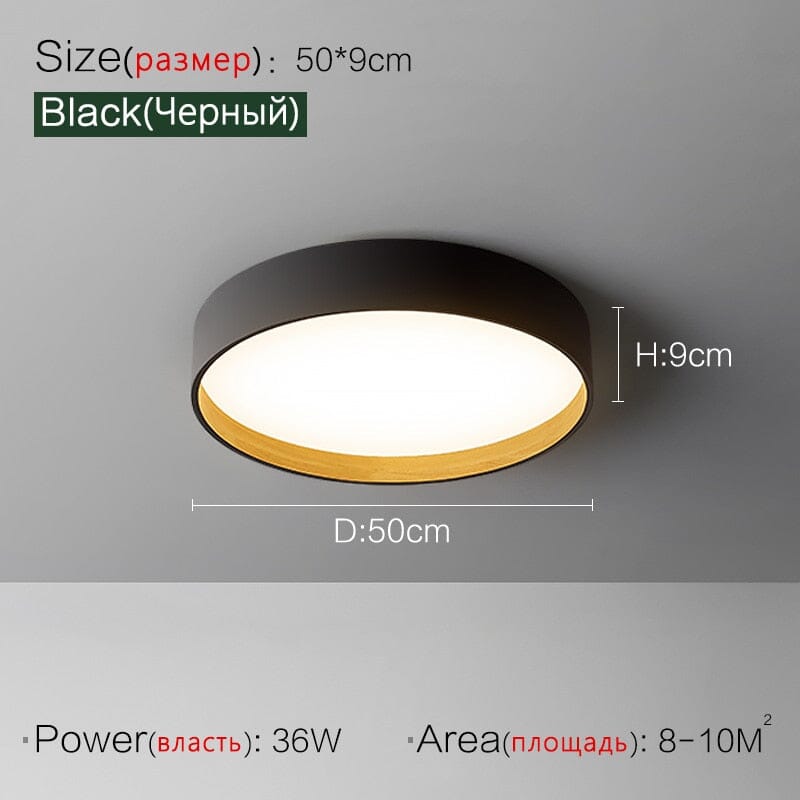 LumaNest Minimal Flush Mount Ceiling Light With Wood Grain Accent