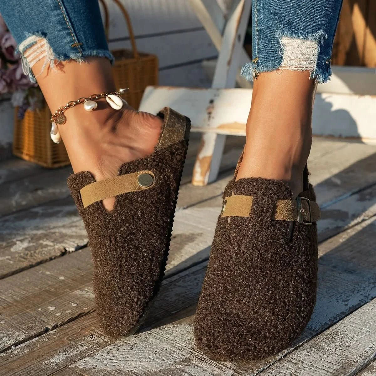 AuroraLux Sheepskin Slippers With Ultra Soft Wool Lining For Cold Winters