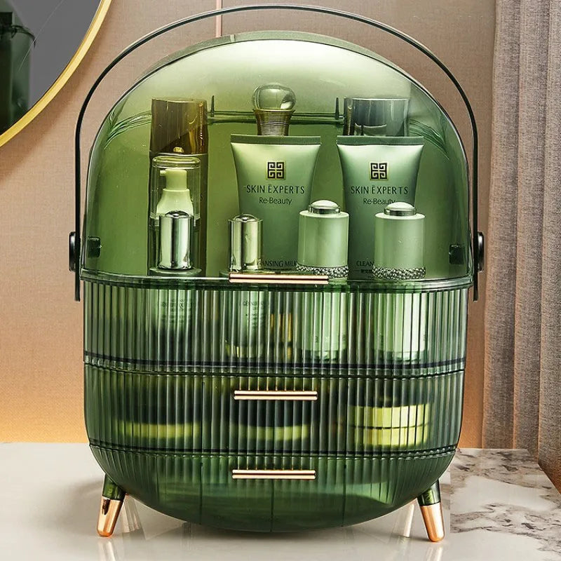 LuxeGlow Makeup Organizer med skuffer og låg