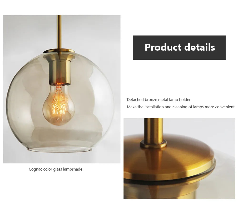 Skleněné závěsné svítidlo v severském průmyslovém stylu, moderní luxusní LED