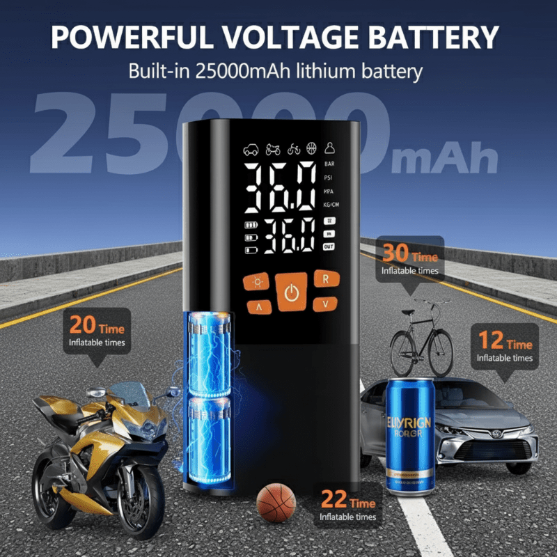 Compresseur d'air portable sans fil VoltAir 180 PSI avec affichage numérique pour voitures