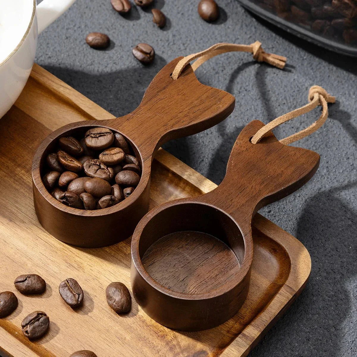 Aromora Træ Køkkenske til Måling af Kaffebønner