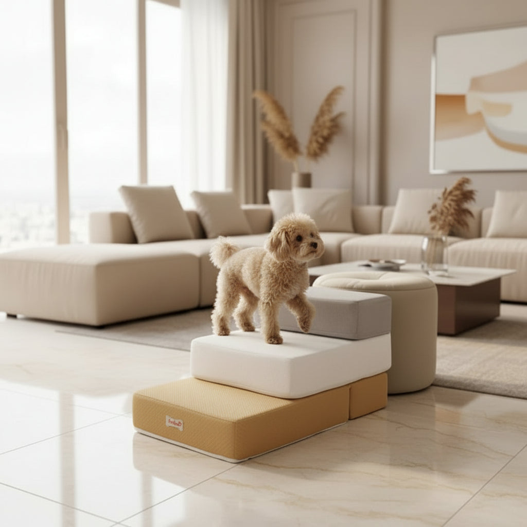 PawRise Elite Luxusní schůdky pro psy pro bezpečný přístup na pohovku a postel pro starší psy