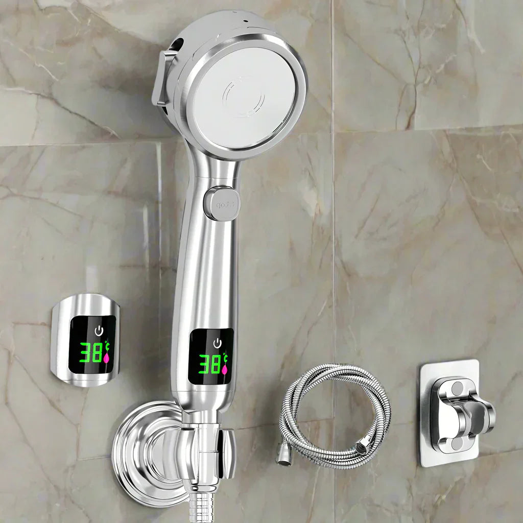 LuxSara Hochdruck-LED-Duschkopf – Verstellbar & Wassersparend