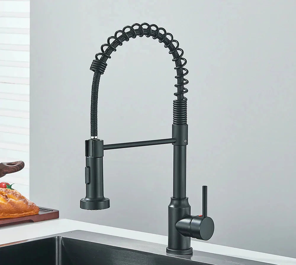 Robinet de cuisine Sophia noir mat – Robinet d'eau chaude et froide monté sur planche