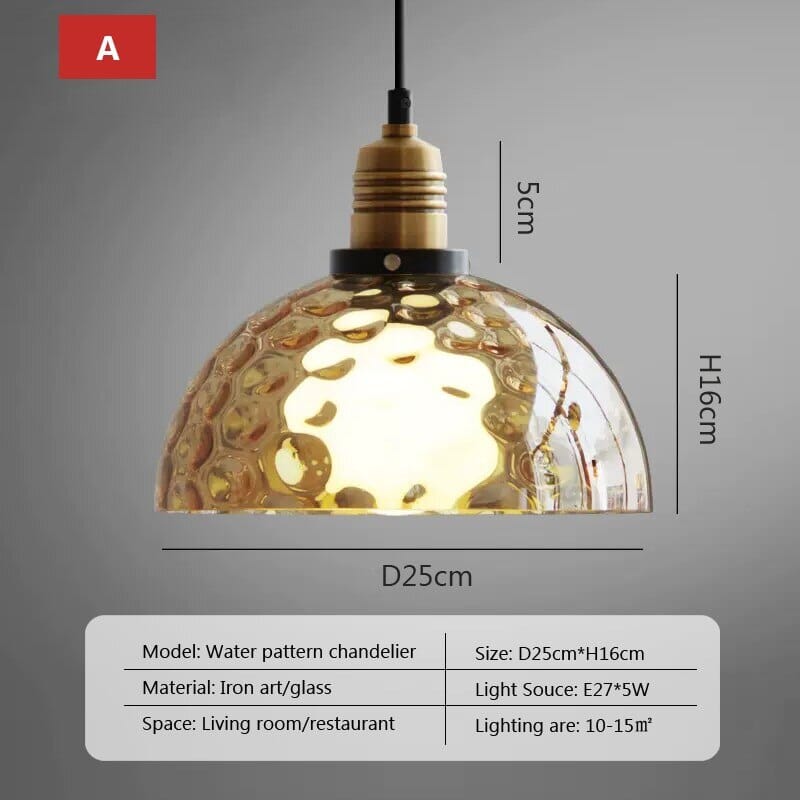 Luminara Vintage Borostyán Üveg Függeszték Meleg LED Fénnyel