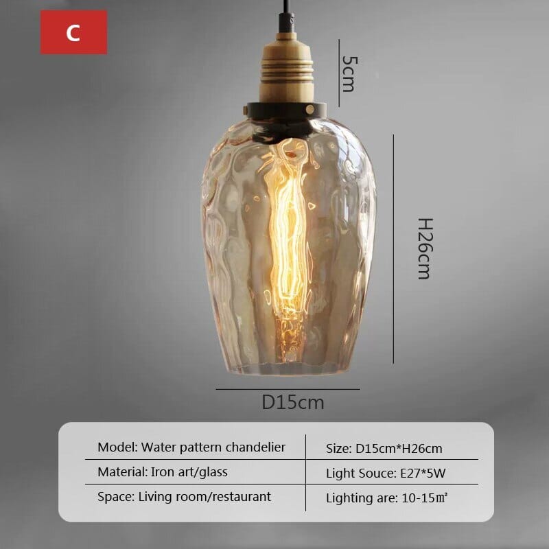 Luminara Vintage Borostyán Üveg Függeszték Meleg LED Fénnyel