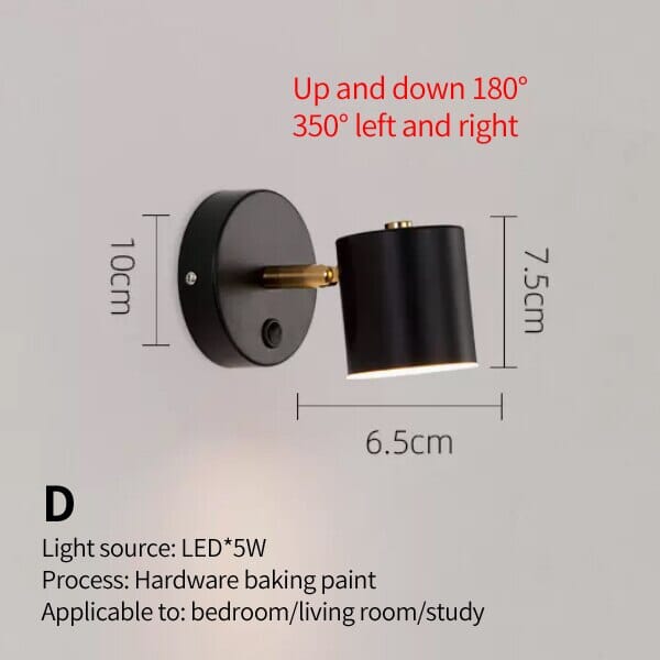 Lampada da Parete da Comodino LyraGlow per Lettura e Lavoro