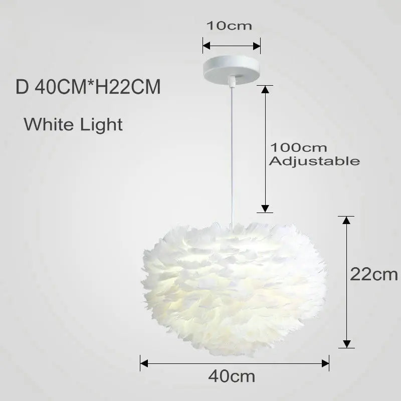 Suspension Aurelle Plume avec Effet de Lueur LED Douce